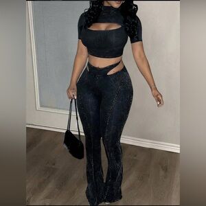 Black 2 Piece High Waisted Set